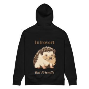 Introvert Hedgehog Hoodie in Black